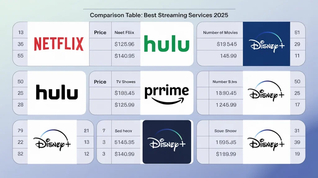 Comparison Table: Best Streaming Services 2025