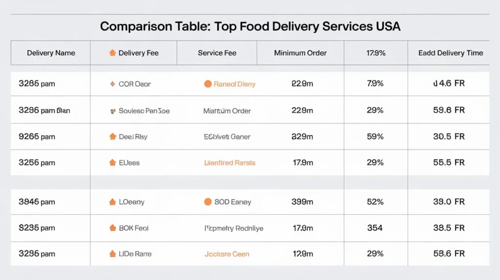 Comparison Table: Top Food Delivery Services USA